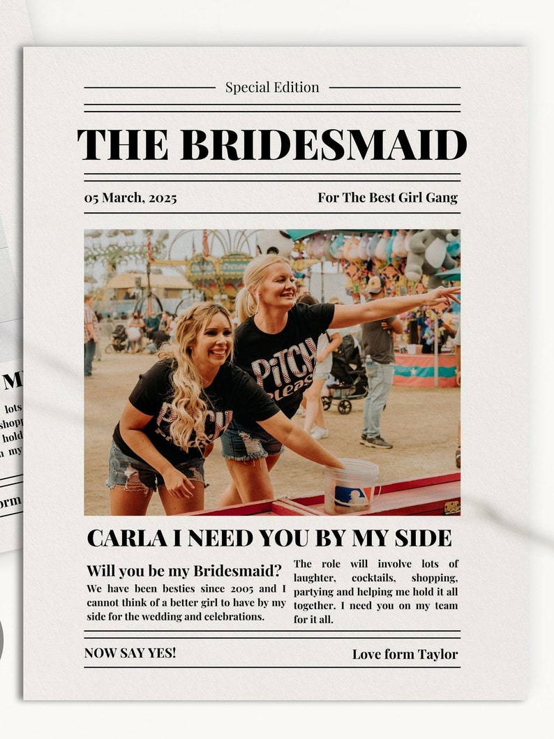 Bridesmaid Proposal Newspaper Template Editable Canva Be My Etsy Bridesmaid Proposal Newspaper Template Editable Canva Be My Etsy