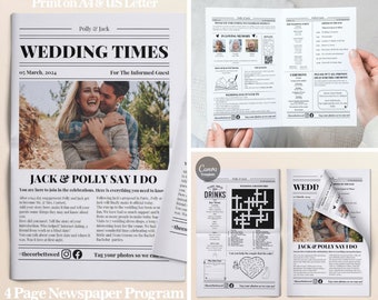 Newspaper Wedding Program Template | DIY Printable Canva Design