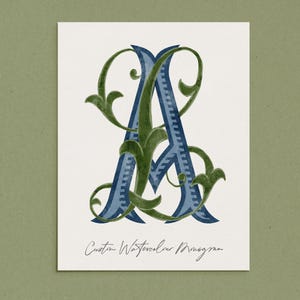 Monogramma, monogramma acquerello vintage personalizzato, monogramma personalizzato iniziali personalizzate coppia logo stemma, monogrammi matrimonio digitale PNG