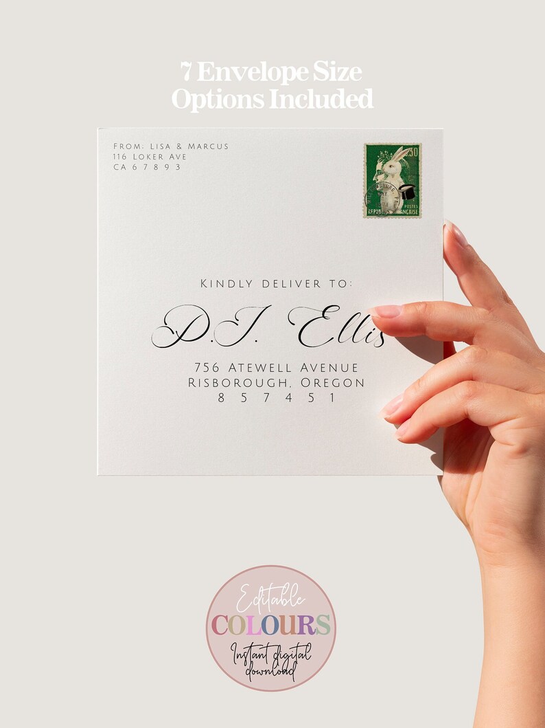 Envelope Address Template Printable Minimalist Wedding Invitation