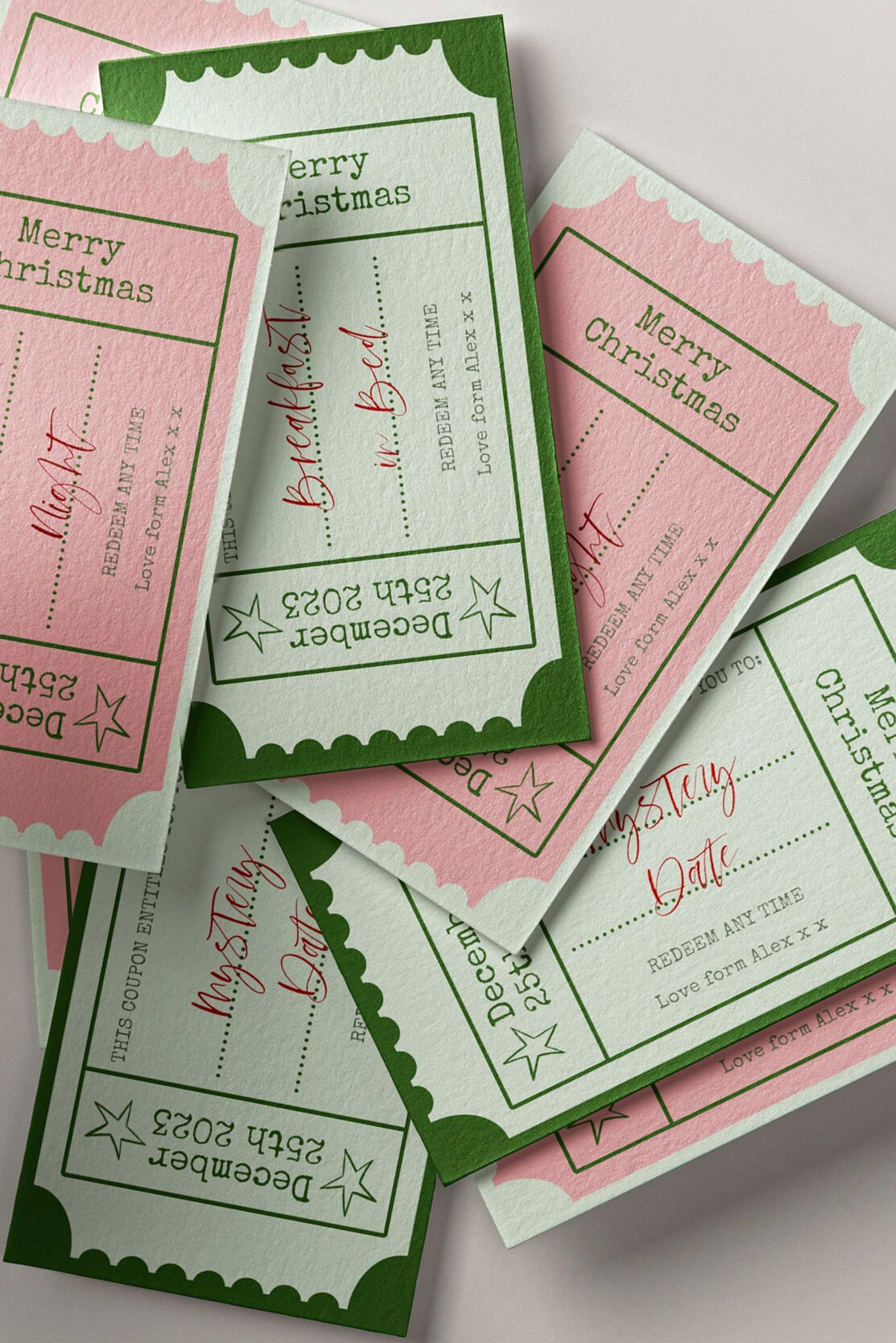 Christmas Gift Tokens Editable Custom Love Tokens Etsy