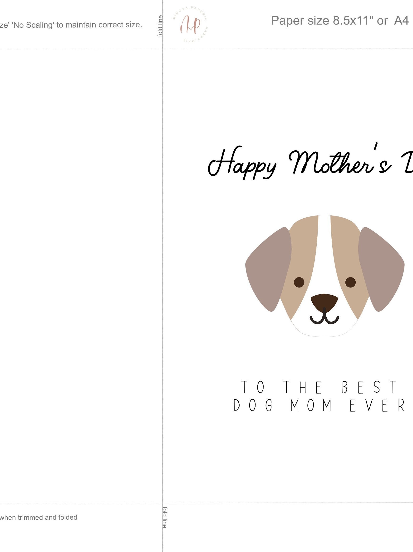 Printable Dog Mom Card Digital Printable Mother's Day Card From Dog