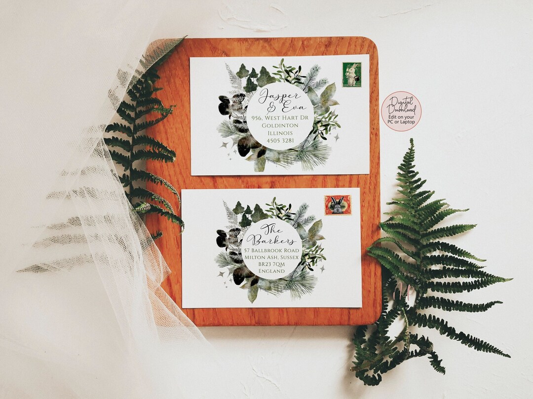 Christmas Card A7 Envelope Address Template, Printable Editable ...