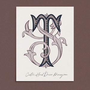 Watercolor Wedding Monogram, Custom Initials Crest, Personalized Wedding Logo for Couples, Monogram Stationery, Custom Vintage Monogram PNG