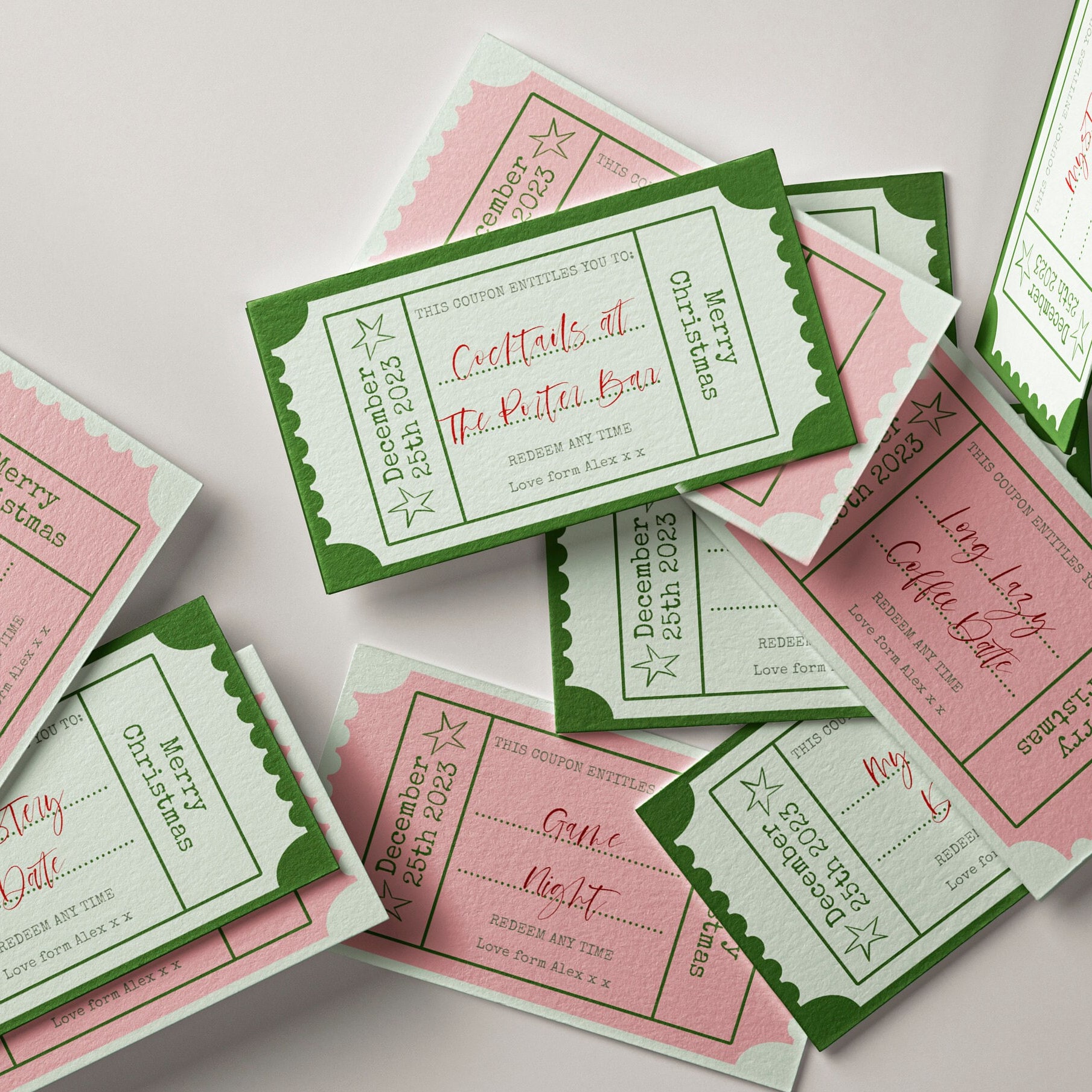Christmas Gift Tokens Editable, Custom Love tokens, Personalized Printable Token, Gift Voucher Template, Instant Download, Last Minute Gift
