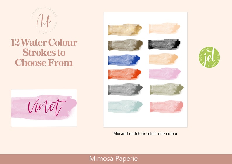 Calligraphy Place Cards, Printable Template, Editable Custom Color ...