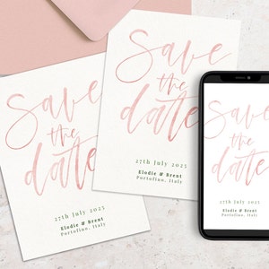 Minimalist Wedding Save the Date Template Electronic Save the Date Printable Save the Date Card Modern Pink Wedding Save the Date 5x7 Elodie