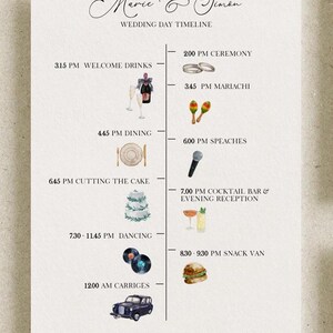 small Wedding weekend Timeline Template, Editable DIY Wedding Itinerary Template, 160+ Watercolor Illustration icons, Editable Printable Wedding Program. illustrated wedding order of events printable template. printable itinerary with icons order of