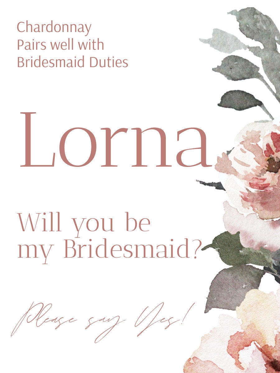 Custom Wine Bottle Label Template, Custom Bridesmaid Proposal Wine ...