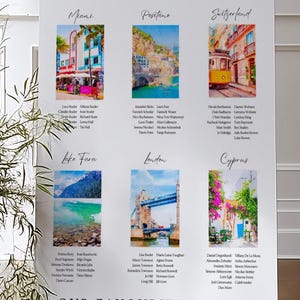 Water Destination Table Custom Illustrated Watercolor City Table Wedding Seating Chart, Your ...