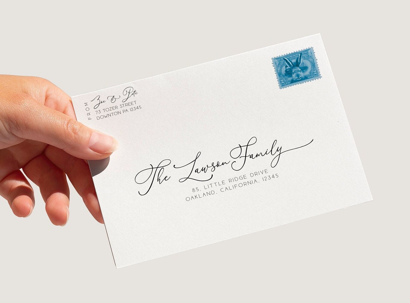 Envelope Address Template, Modern Elegant Calligraphy Lettering, Minimal Wedding Envelope Addressing, A7 Envelope Guest Address, 7 Sizes DIY
