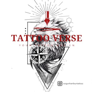 Digital Tattoo Design / Eagle Tattoo Design With Geometric for Man / Eagle Tattoo Design Men Man Arm