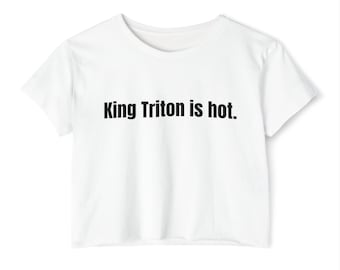Top cropped feminino "Rei Tritão é Gato", camiseta divertida da Disney, camiseta para meninas inspiradas na Disney, camiseta do pai da Ariel