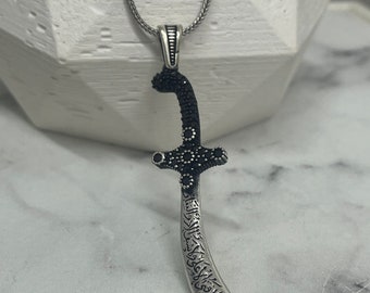 925 Sterling Silver Hazrat Ali Sword Necklace