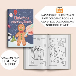 KDP Christmas Bundle: Coloring book interior + cover & 20 composition notebook covers + 120 lined pages  - KDP Book Covers - Canva Templates