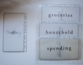 Minimalist Cash Dividers with Tabs | A6 Cash Envelopes | Cash Dividers | Transparent Cash Dividers for Budgeting