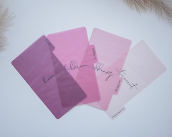 Minimalist Pink Ombre Cash Dividers with Tabs | A6 Cash Envelopes | Cash Envelopes | Transparent Cash Dividers for Budgeting