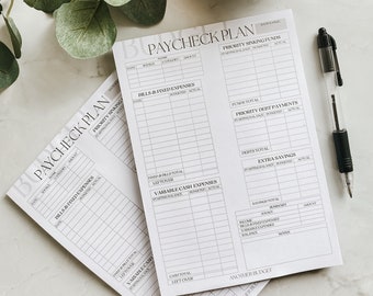 A5 Paycheck Plan Notepad | 50 Sheets | Budget | Expense Tracker | Monthly | Weekly Cash Budgeting Pad | Bills | Savings | Sinking Funds