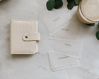 A7 Starter Cash Envelopes Bundle | Cash Budgeting | Personal Size | Minimalist | Laminated Matte Frosted Vellum | 6-Ring Binder