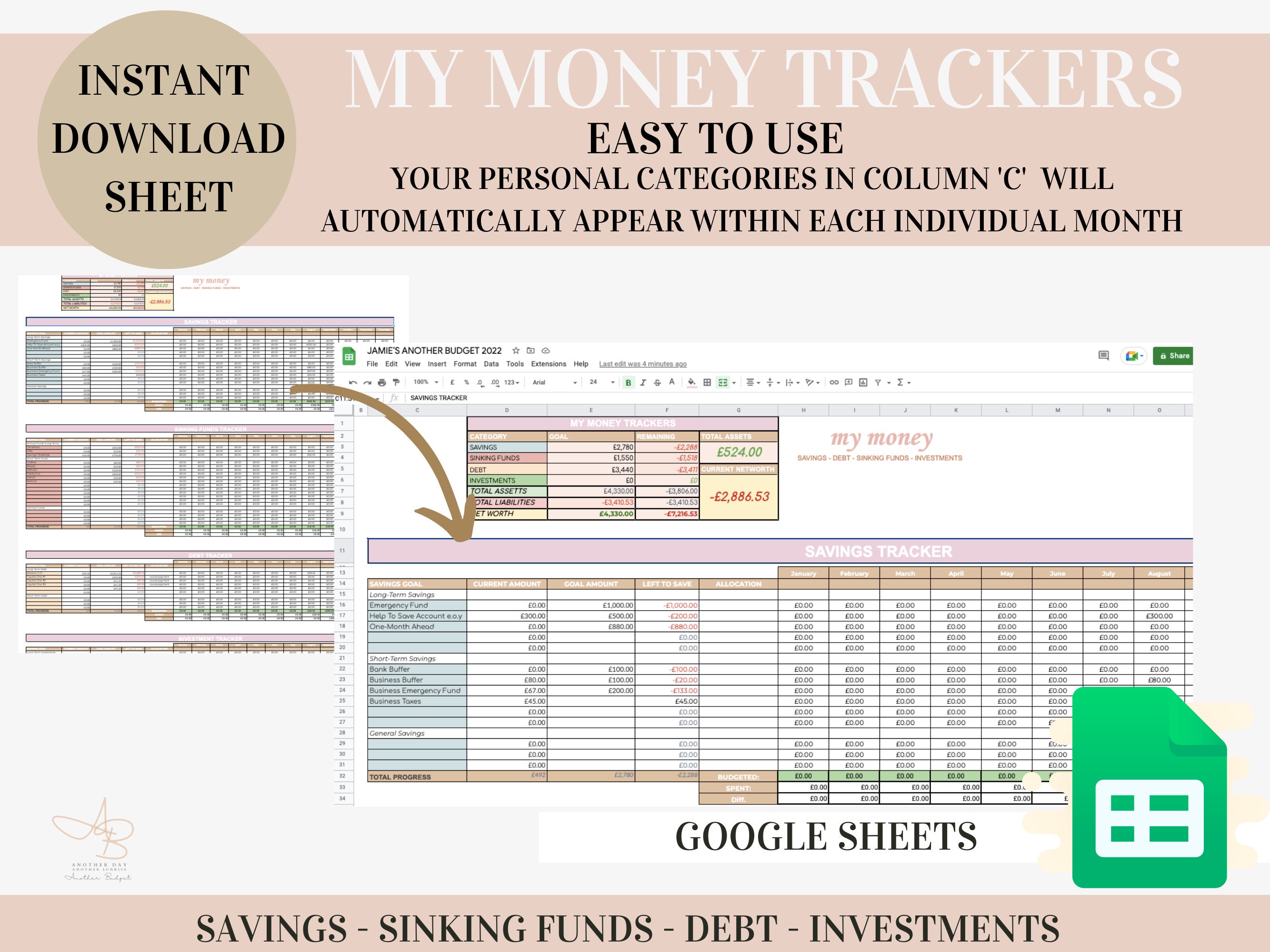ULTIMATE Monthly Budget Spreadsheet • Google Sheets Budget Template ...