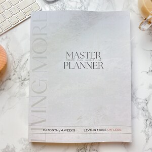 MARBLE MASTER PLANNER Undated Lifestyle & Budget • 6 Monthly Planner • Goals • Budget • Meal Planner • Expense Tracker • Paycheck Planner