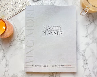 MARBLE MASTER PLANNER Undated Lifestyle & Budget • 6 Monthly Planner • Goals • Budget • Meal Planner • Expense Tracker • Paycheck Planner