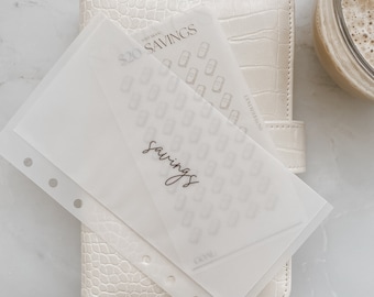 A6 Starter Sinking Funds Bundle in Playful |  Cash Envelopes | Personal Size | Minimalist | Laminated Matte Frosted Vellum | 6-Ring Binder