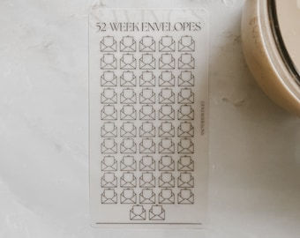 A6 52 Week Envelopes Savings Challenge | Sinking Fund | Minimalist | Cash Envelopes | Savings | Debt | Tracker | Laminated | Vellum | Budget