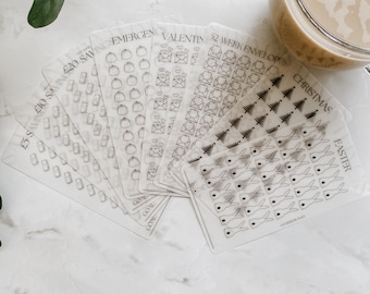 A6 Savings Challenge Bundle | Holiday Sinking Funds | Minimalist | Cash Envelopes | Savings | Debt | Tracker | Laminated | Vellum | Budget