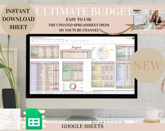 ULTIMATE Monthly Budget Spreadsheet • Google Sheets Budget Template Planner • Budget By Paycheck Tracker • Google Sheets Instant Download