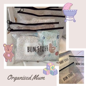 Wipeable, Zip-up Organiser Bags Print - Labour Bag, Baby Hospital, Mum to Be, Toiletries, Maternity, Snack, Going Home Outfit, Nappy Wallets