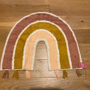 Sass & Belle Earth Rainbow Rug with Tassels - Bedroom Nursery Decor Carpet Boho Handmade 100% Cotton