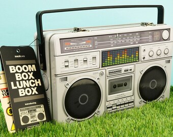 Boombox Lunchbox | Bento Lunch Box & Snack Boxes for Kids | Metal Lunch Box and Food Container | Storage Tin and Retro Lunch Box