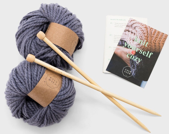 Blanket Knitting Kit for Beginners | Includes Wool Yarn & Knitting Needles | Knit Kit for Beginners | Knitting Gifts | Knitting Kits