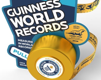 Guinness World Records 2024 Tape Measure | 3m Fun Facts Measuring Tape | Birthday Party Favors & Goodie Bags Stuffers | Classroom Prizes