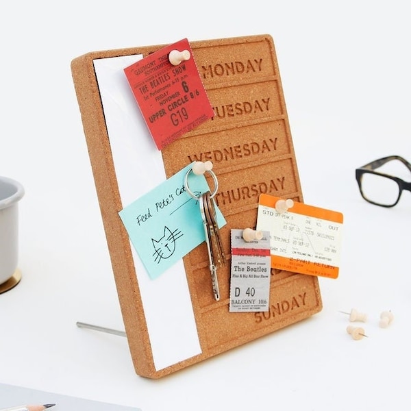 Desk Cork Board with Stand | Desk Whiteboard | White Board Organizer | Desk Memo Board | Desktop Cork Board | White Board Weekly Planner