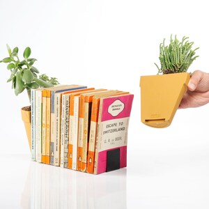 Plant Pot Book Ends 2 Decorative Bookends For Shelves Indoor Plant Pots Terracotta Style Pot Planter Bookends Bookshelf Decor image 2