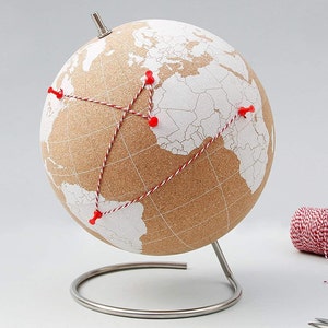 Large White Cork Globe | World Map Cork Board | Cork Board Map World Globe  | World Travelers Cork Globe | Push Pin Globe