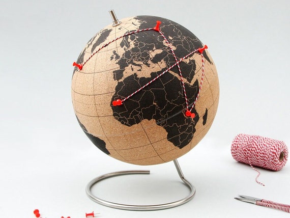 Original self adhesive cork world maps and cork globes