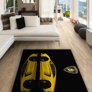 Lamborghini rectangular carpet, rug, man cave, decoration, living room, for husbands ,birthday gift, office carpet,  garage carpet,  fathers