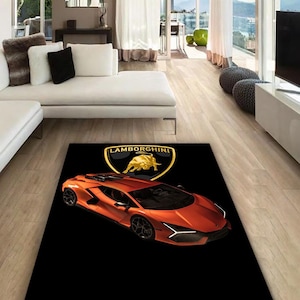 Lamborghini rectangular carpet, rug, man cave, decoration, living room, for husbands ,birthday gift, office carpet,  garage carpet,  fathers