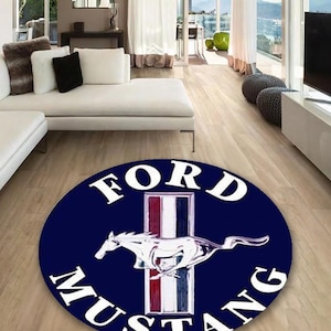 Ford mustang round carpet, Man Cave, Decoration, Livingroom, Car Brand, Garage, Cars, Gift, Fathersday, Gift for husband, birthday gift