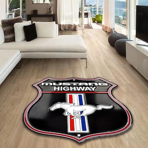 Ford mustang lazer cutting carpet, Rug, Man cave, Decoration, Living room rug Garage car brand ornament, birthday, office, for your children