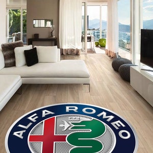 Alfa Romeo round carpet, Man Cave, Decoration, Living Room, Car Brand, Garage, Cars, Gift, Fathers Day, Gift for husband