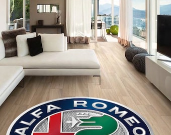 Alfa Romeo round carpet, Man Cave, Decoration, Living Room, Car Brand, Garage, Cars, Gift, Fathers Day, Gift for husband