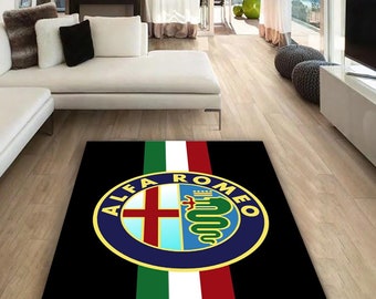 Alfa Romeo rectangular carpet, Rug, Man cave, Decoration, Living room rug, for your husband, for your loved ones, birthday