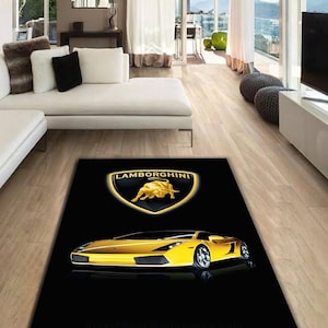 Lamborghini rectangular carpet, rug, man cave, decoration, living room, for husbands ,birthday gift, office carpet,  garage carpet,  fathers