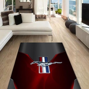 Ford Mustang rectangular carpet, Rug, Man cave, Decoration, Living room rug, for husband, garage, for your loved ones, for your birthday