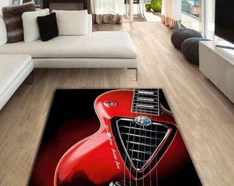 Alfa Romeo guitar rectangular carpet, Rug, Decoration, Living room rug, for mothers, for fathers, for birthdays, foryour grandchildren, gift