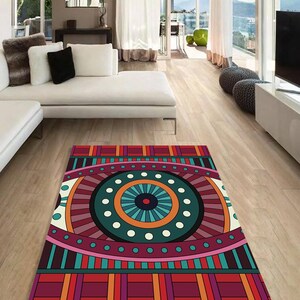 Ethnic rectangular rug, Decoration, Living room rug, Kilim, İndian pattern, Luxury rug,  Fitnessstudio, Yoga, special design for mothers